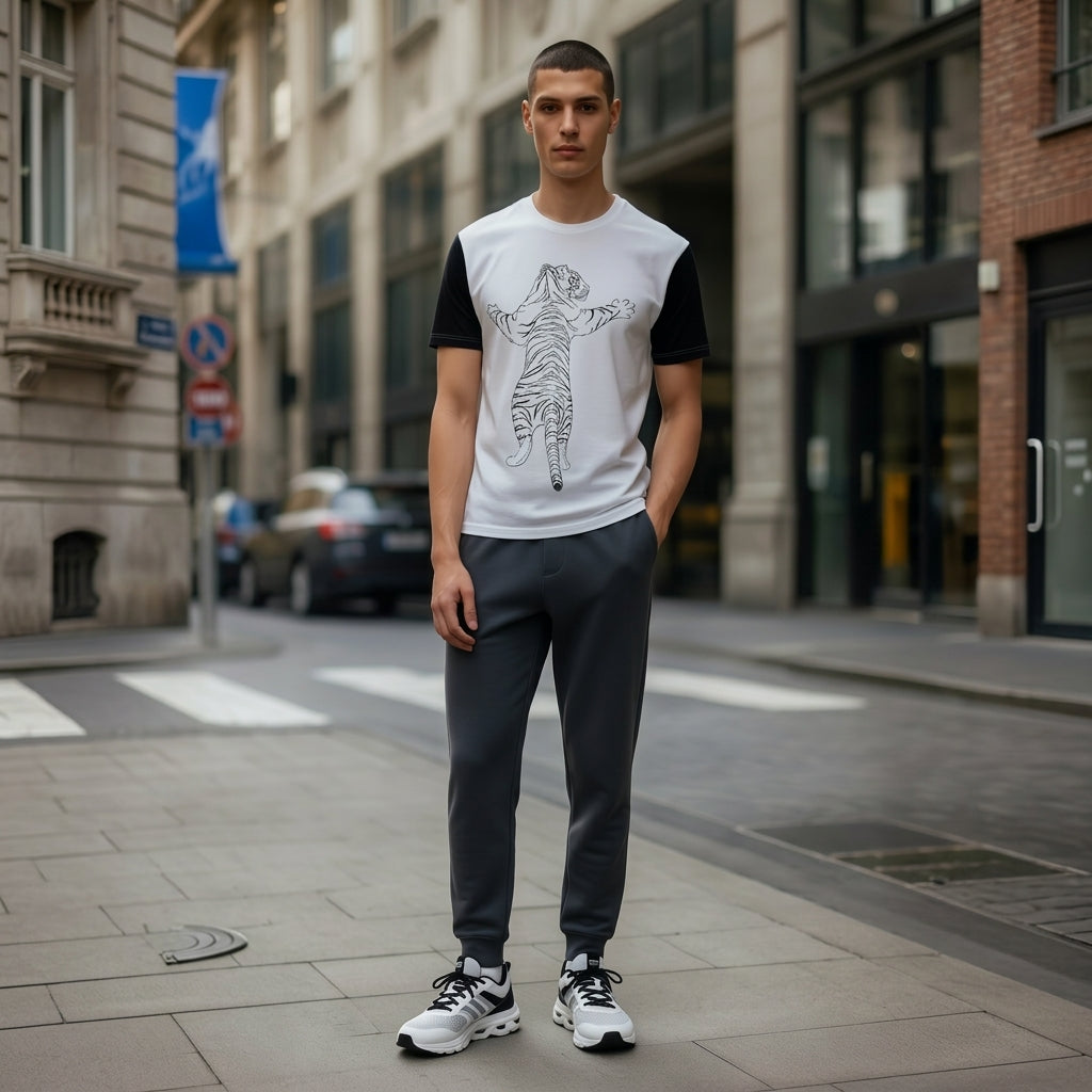 Quiet Instinct — Abstract Tiger Symbol FashionTee