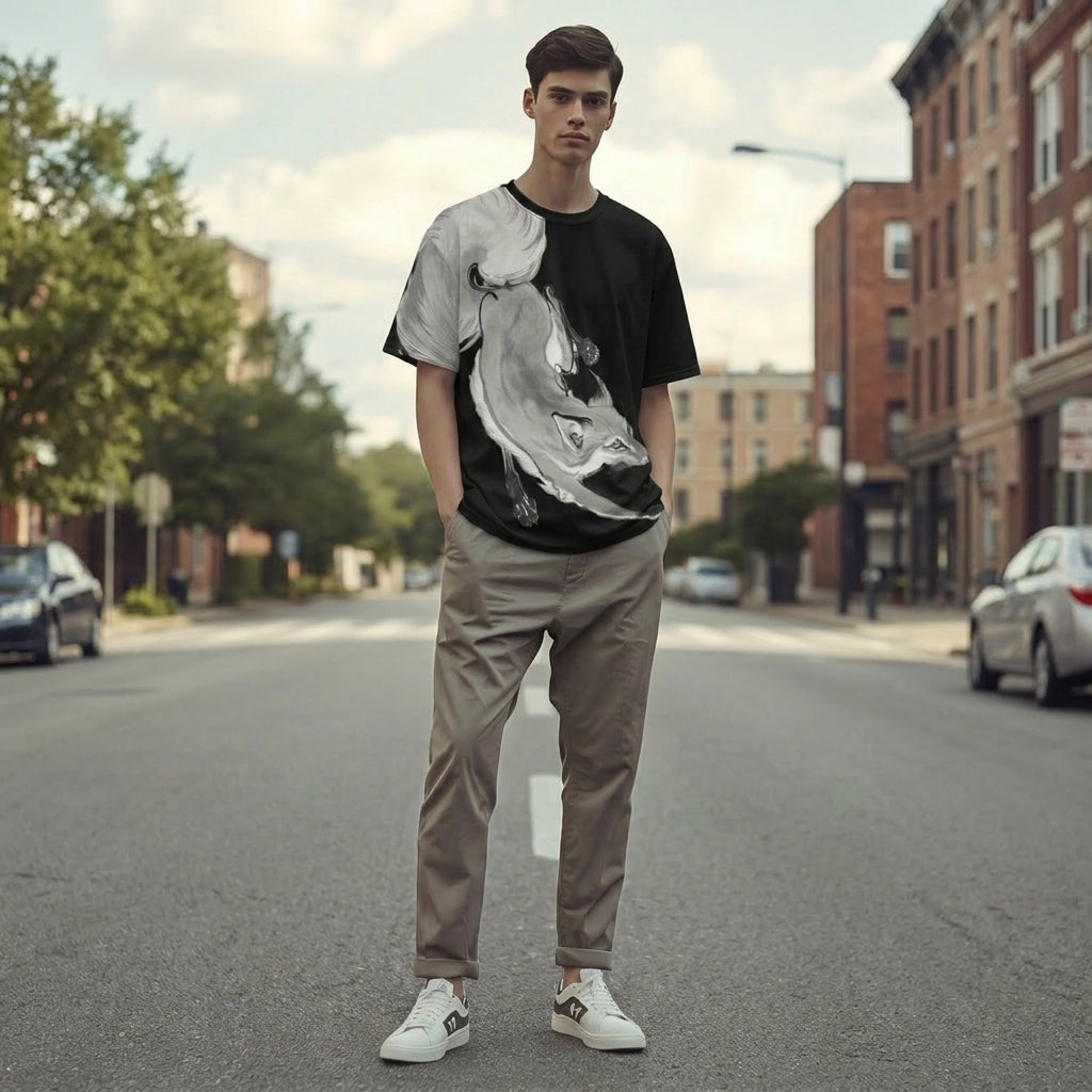 Dynamic Fox Graphic Men’s T-Shirt – Bold Animal Symbol Fashion for Modern Strategic Style