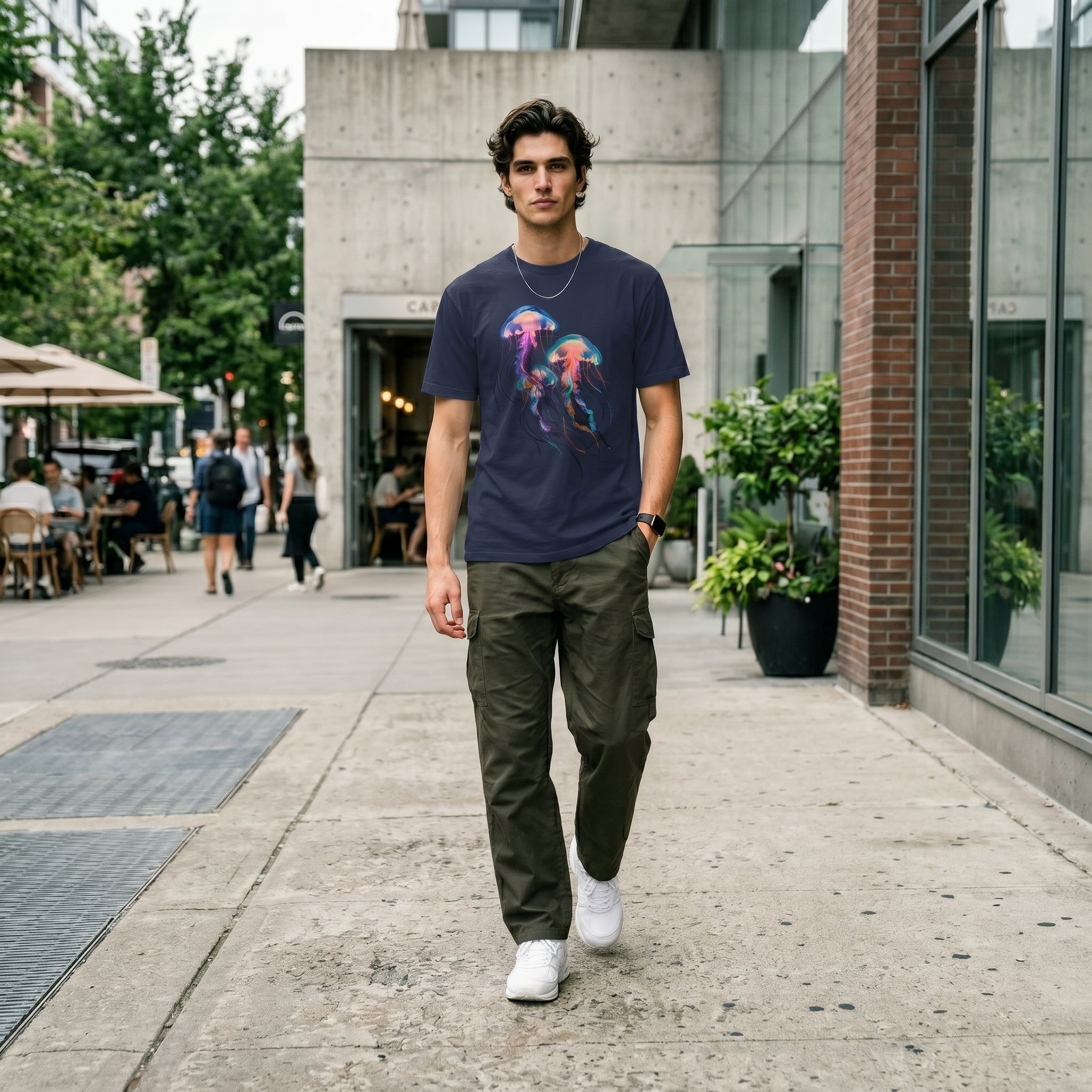 Minimalist Jellyfish Graphic T-Shirt – Ocean-Inspired Symbol Fashion for Calm Artistic Modern Style