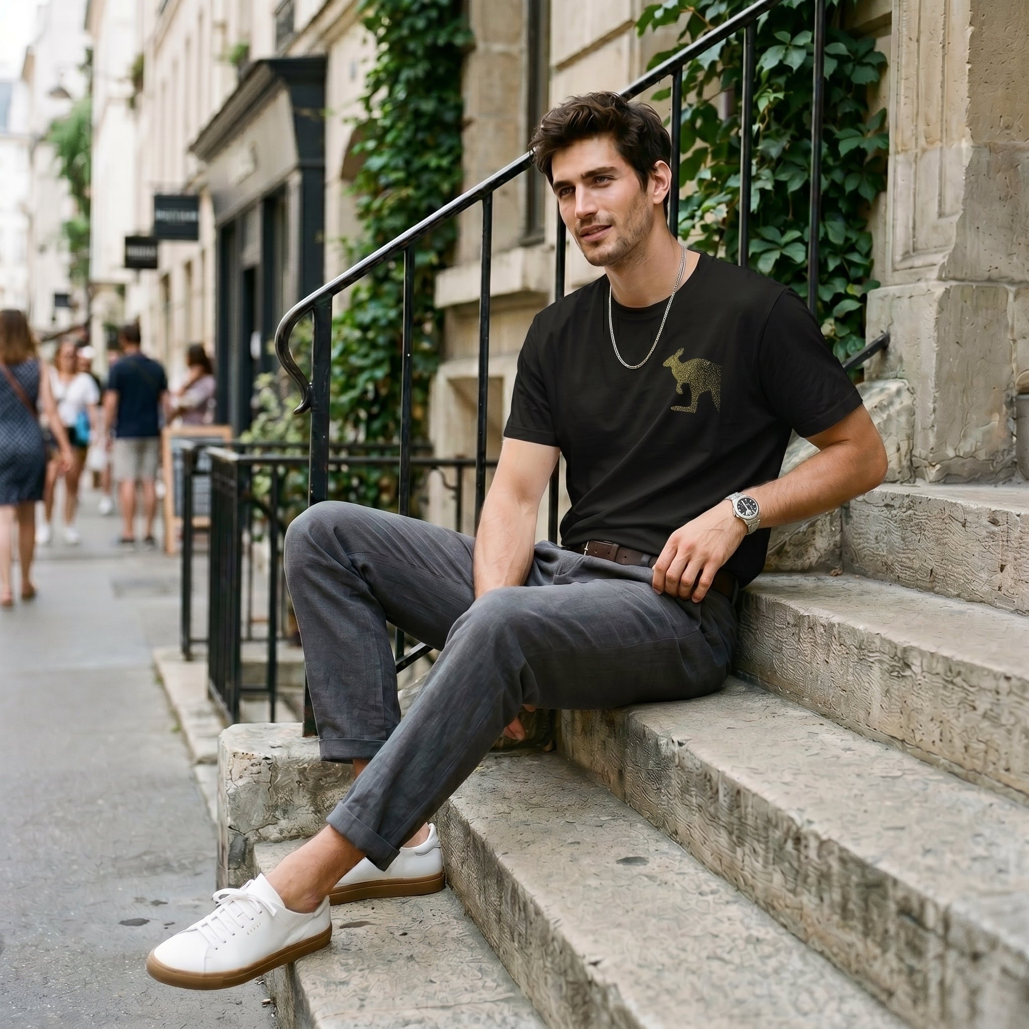 Dissolving Kangaroo T-Shirt – Minimalist Wildlife Conservation Statement Tee for Meaningful Modern Style