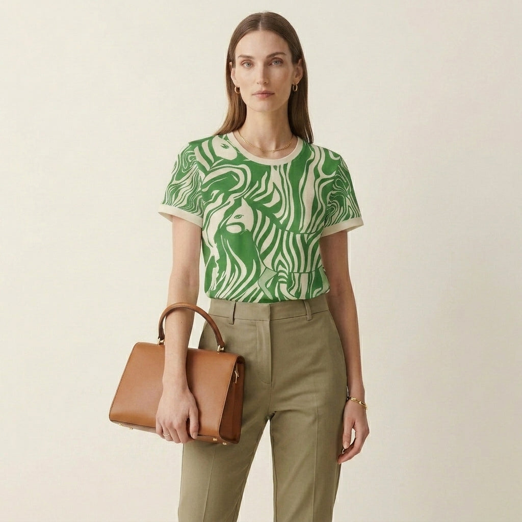 Minimalist Zebra Pattern Women’s T-Shirt – Bold Contrast Animal-Inspired Fashion for Modern Statement Style