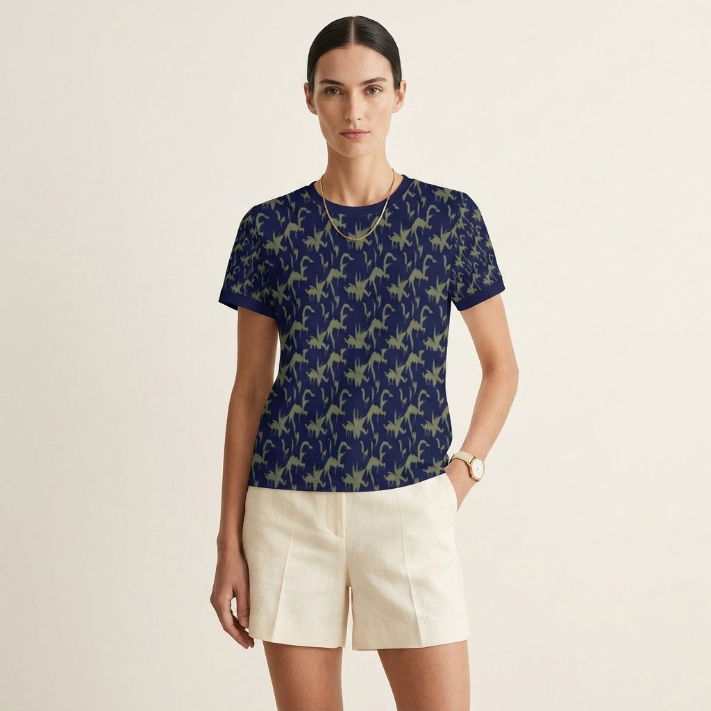 Minimalist Women’s T-Shirt – Desert-Inspired Animal Pattern Fashion for Modern Statement Style