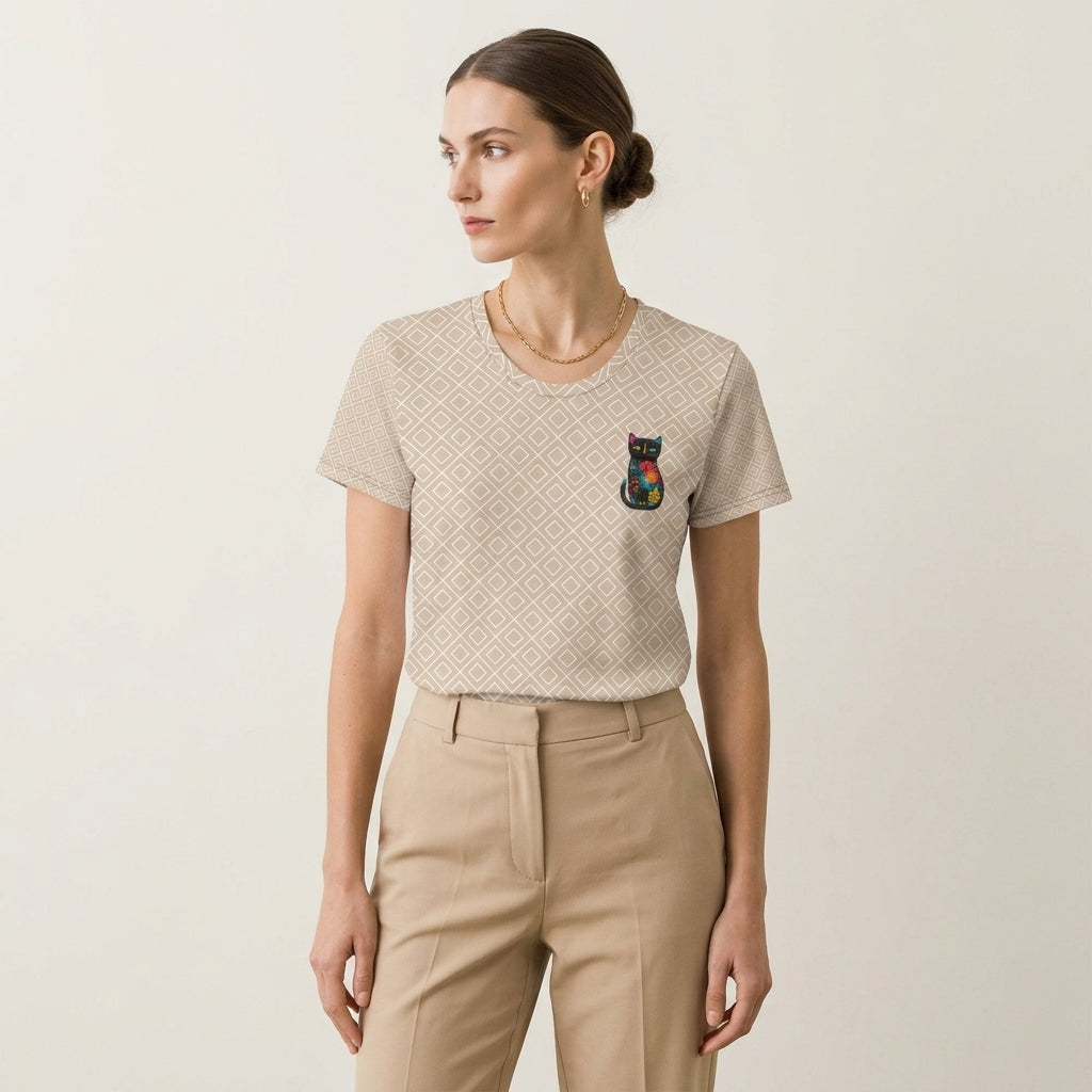Women's Fashion Minimalist Soft Lifestyle Cat T-shirt