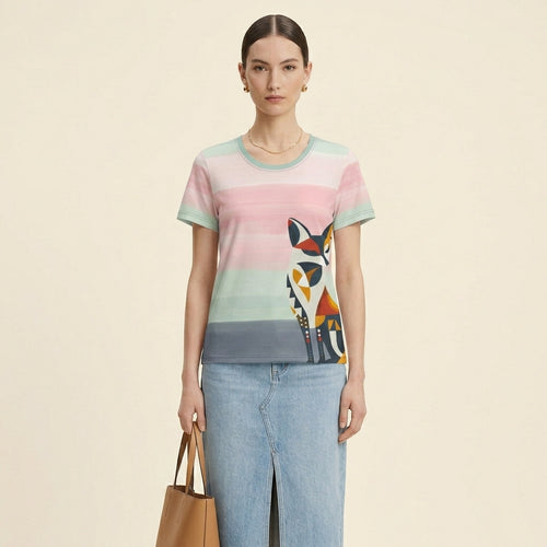 Abstract Fox Women’s T-Shirt – Artistic Animal Symbol Fashion for Modern Minimalist Style