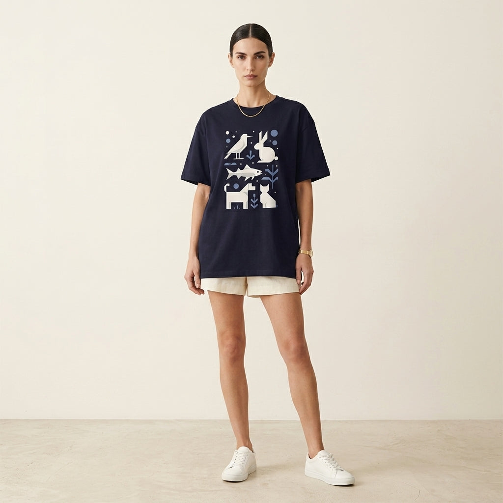 Minimalist Women’s Relaxed T-Shirt – Cute Companion-Inspired Fashion for Soft Modern Style