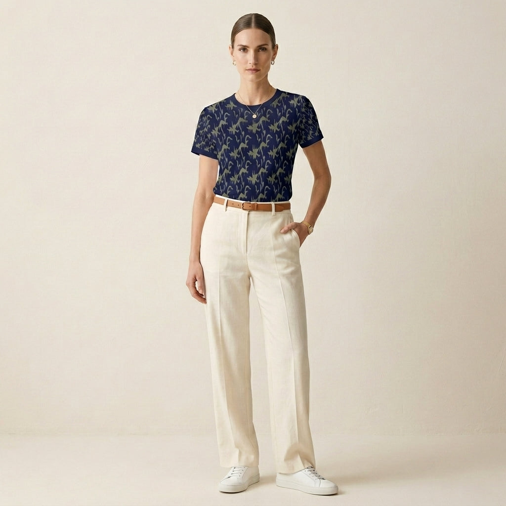 Minimalist Women’s T-Shirt – Desert-Inspired Animal Pattern Fashion for Modern Statement Style