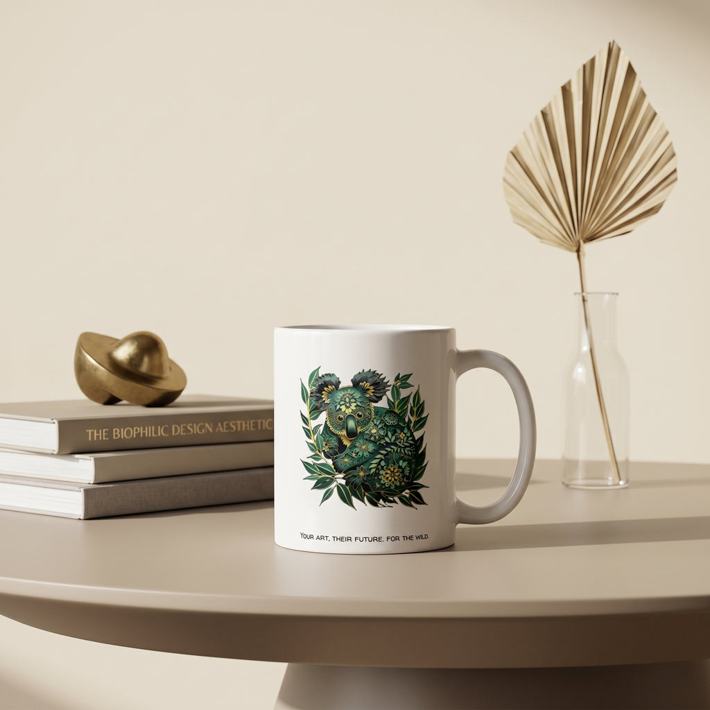 Koala "The Wild" Paper-Cut Art Ceramic Mug | Minimalist Wildlife Coffee Cup