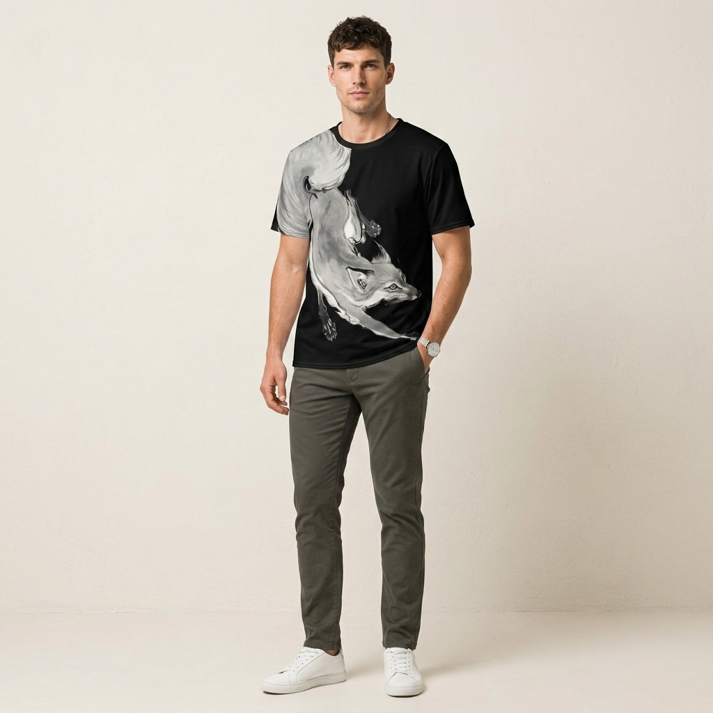 Dynamic Fox Graphic Men’s T-Shirt – Bold Animal Symbol Fashion for Modern Strategic Style