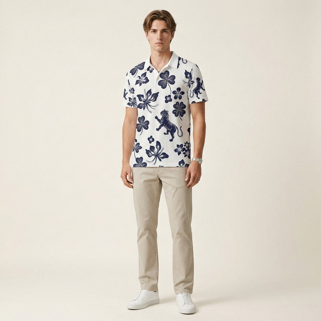 Quiet Strength - Abstract Tiger Minimal Symbol Polo Shirt