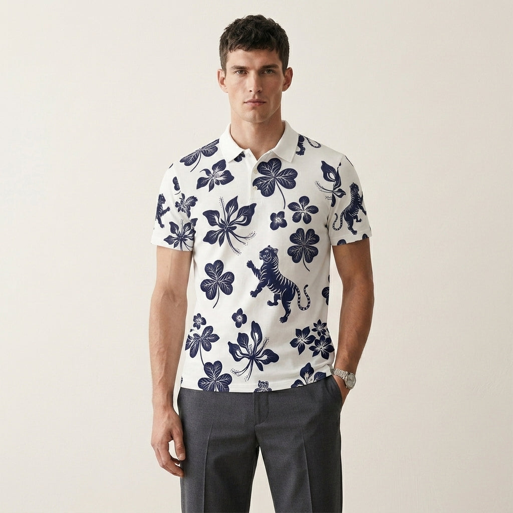 Quiet Strength - Abstract Tiger Minimal Symbol Polo Shirt