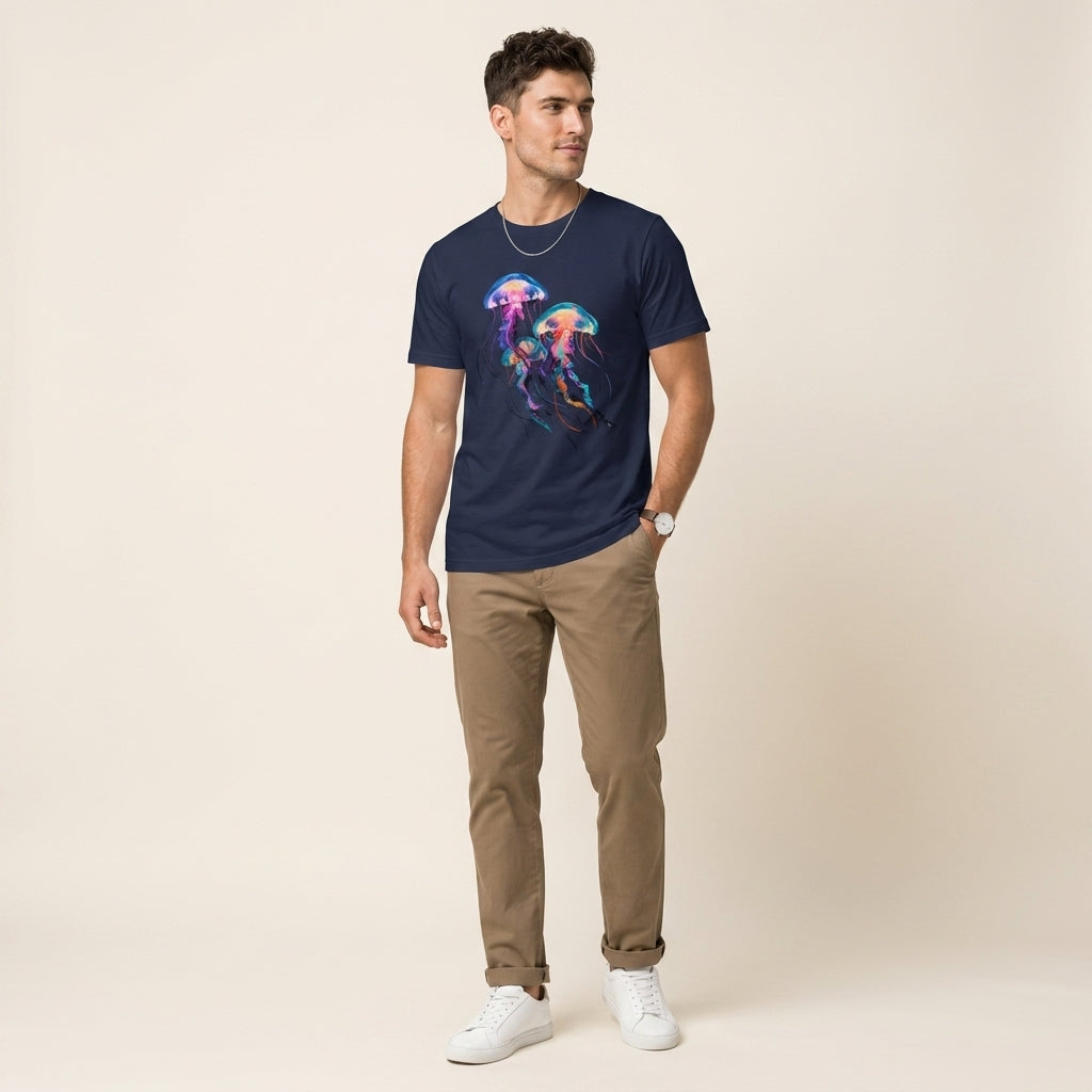 Minimalist Jellyfish Graphic T-Shirt – Ocean-Inspired Symbol Fashion for Calm Artistic Modern Style