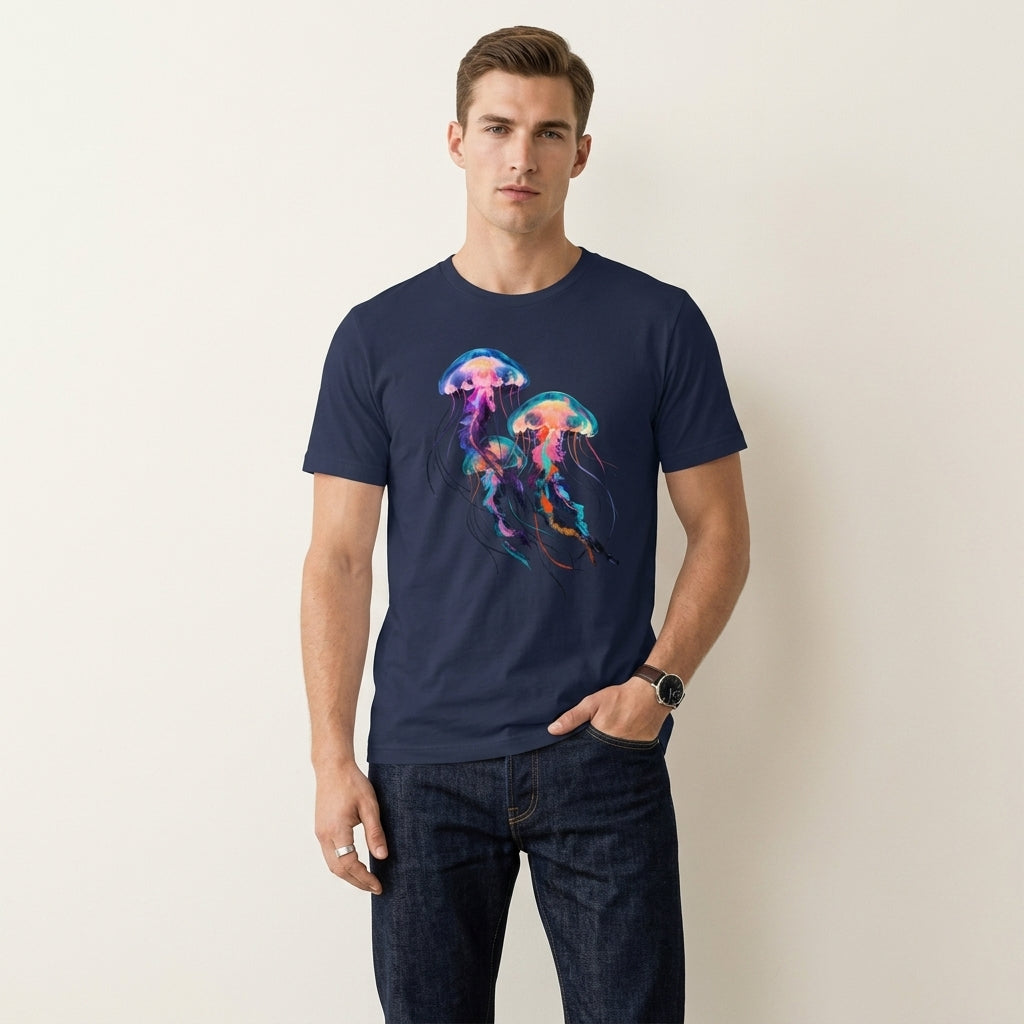 Minimalist Jellyfish Graphic T-Shirt – Ocean-Inspired Symbol Fashion for Calm Artistic Modern Style