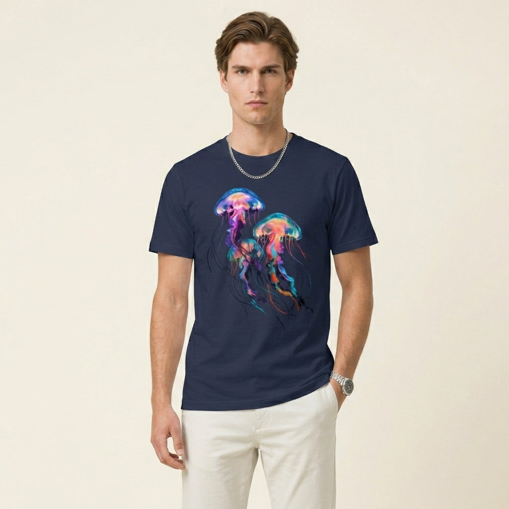 Minimalist Jellyfish Graphic T-Shirt – Ocean-Inspired Symbol Fashion for Calm Artistic Modern Style
