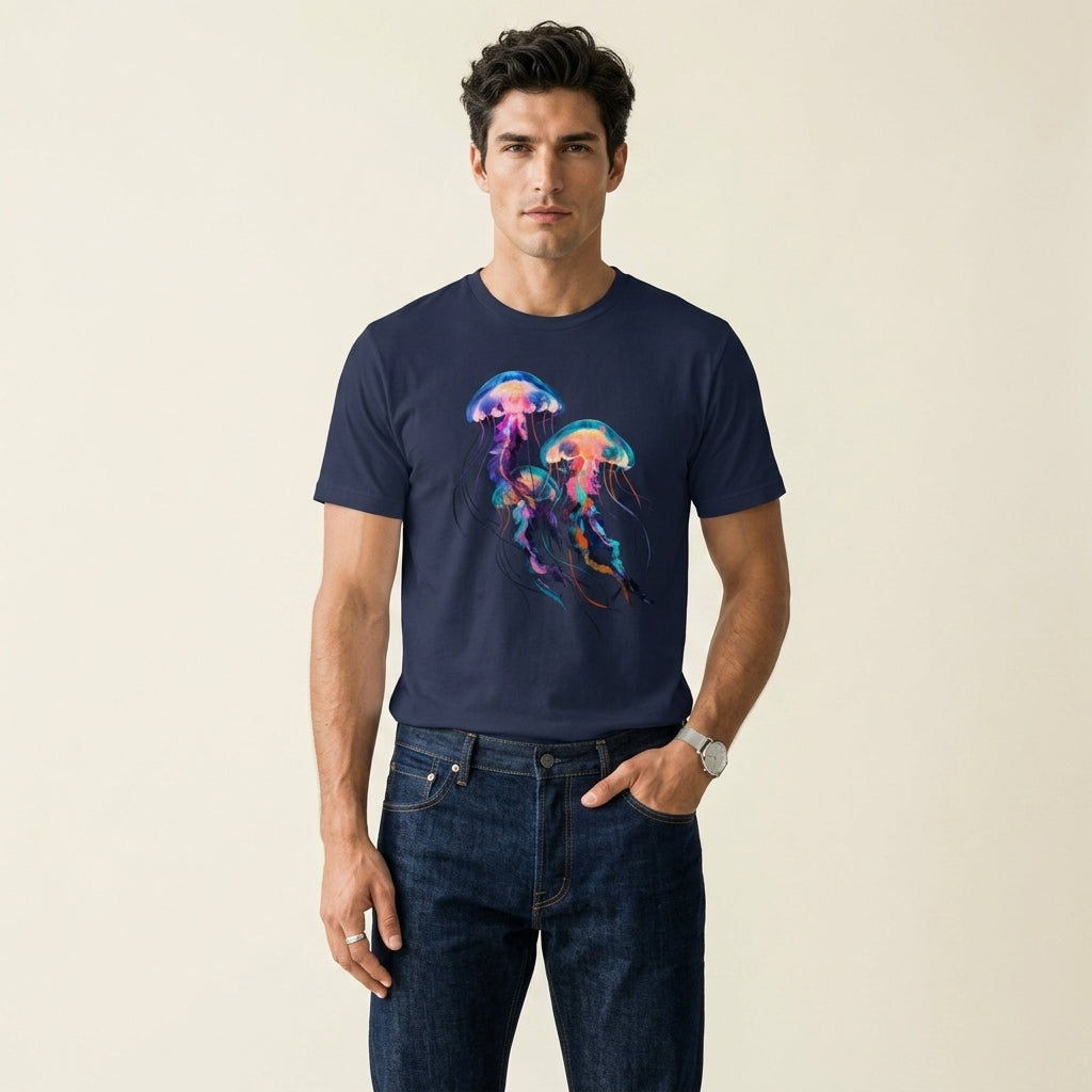 Minimalist Jellyfish Graphic T-Shirt – Ocean-Inspired Symbol Fashion for Calm Artistic Modern Style