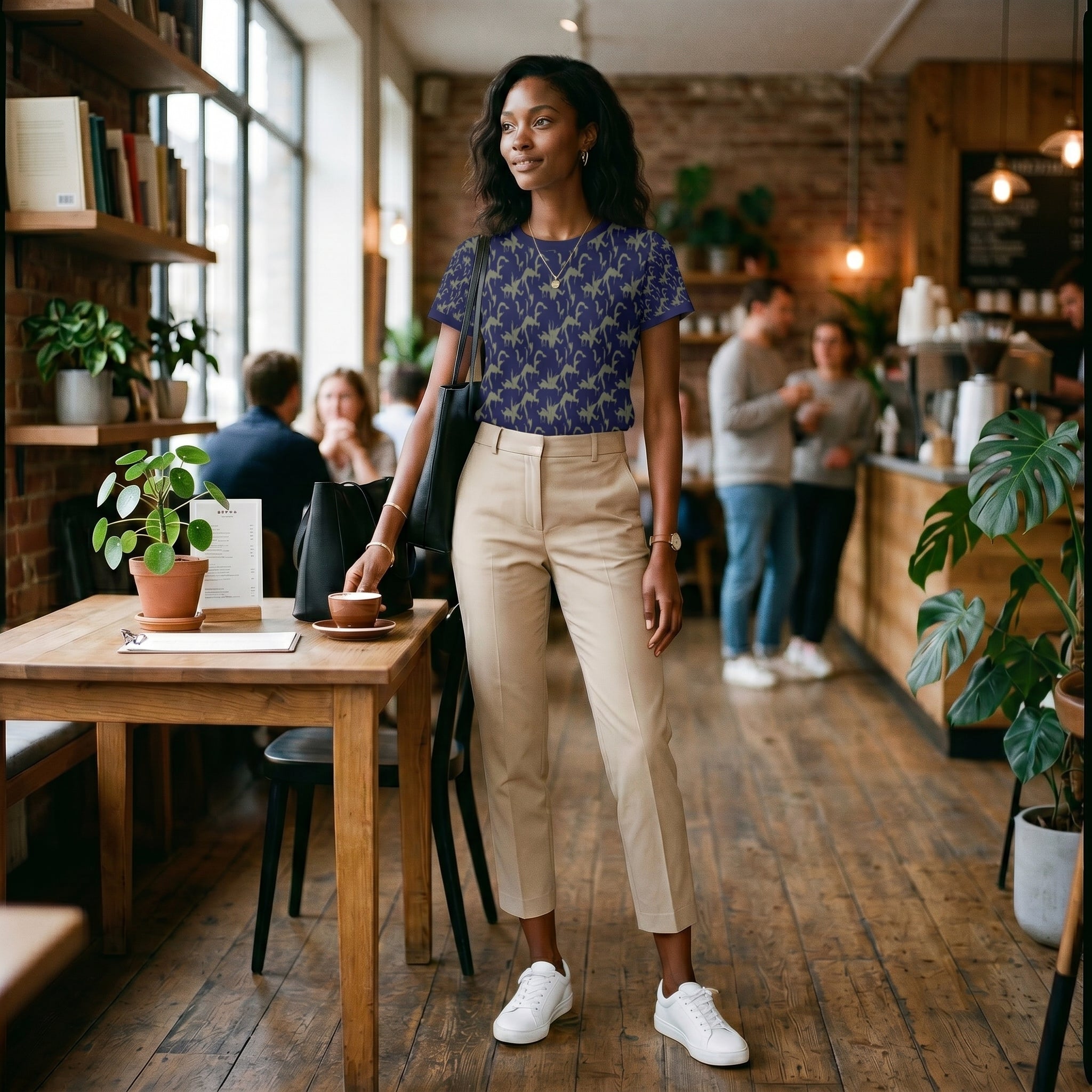 Minimalist Women’s T-Shirt – Desert-Inspired Animal Pattern Fashion for Modern Statement Style