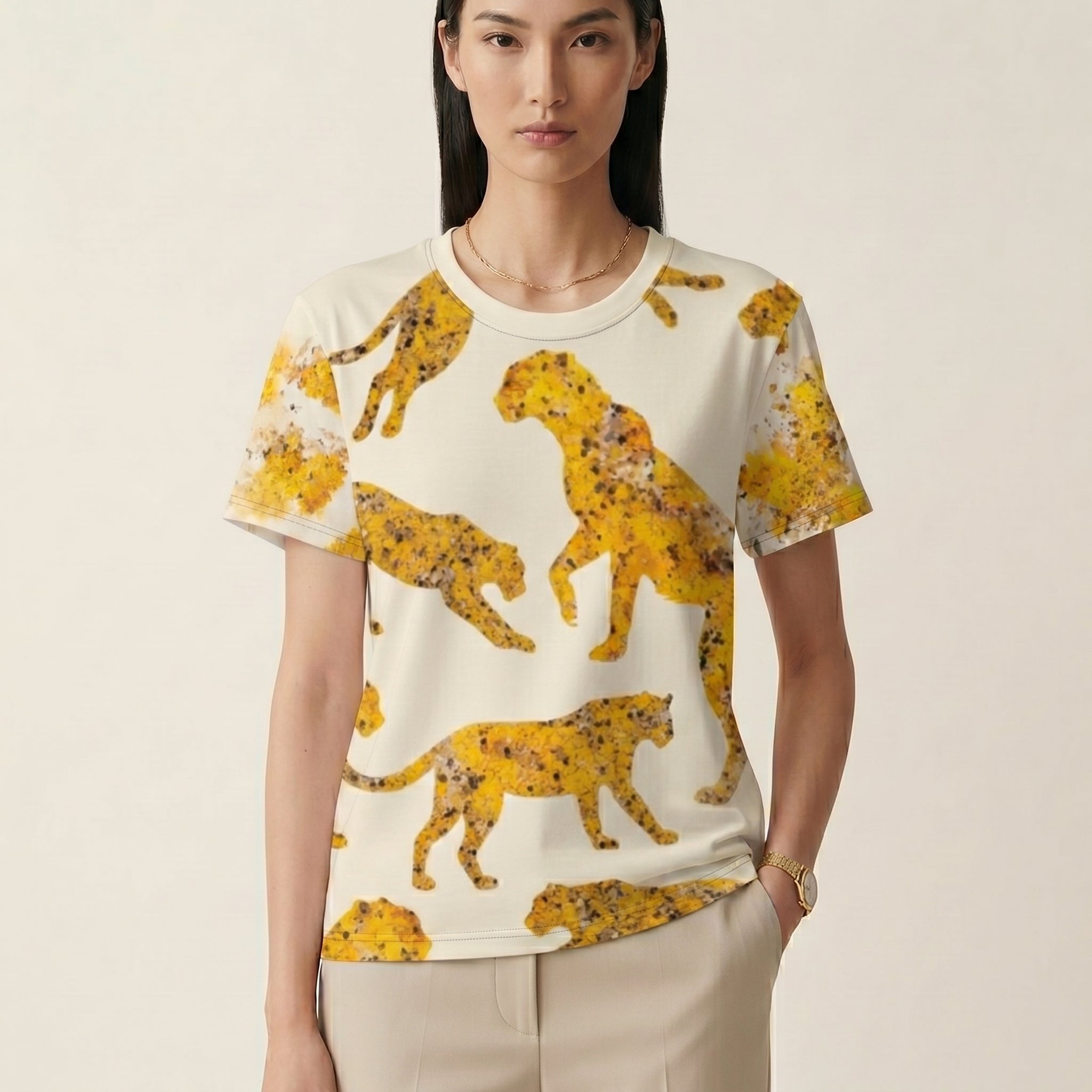 Minimalist Leopard-Inspired Women’s T-Shirt – Clean Aesthetic Animal Symbol Fashion for Modern Conscious Style