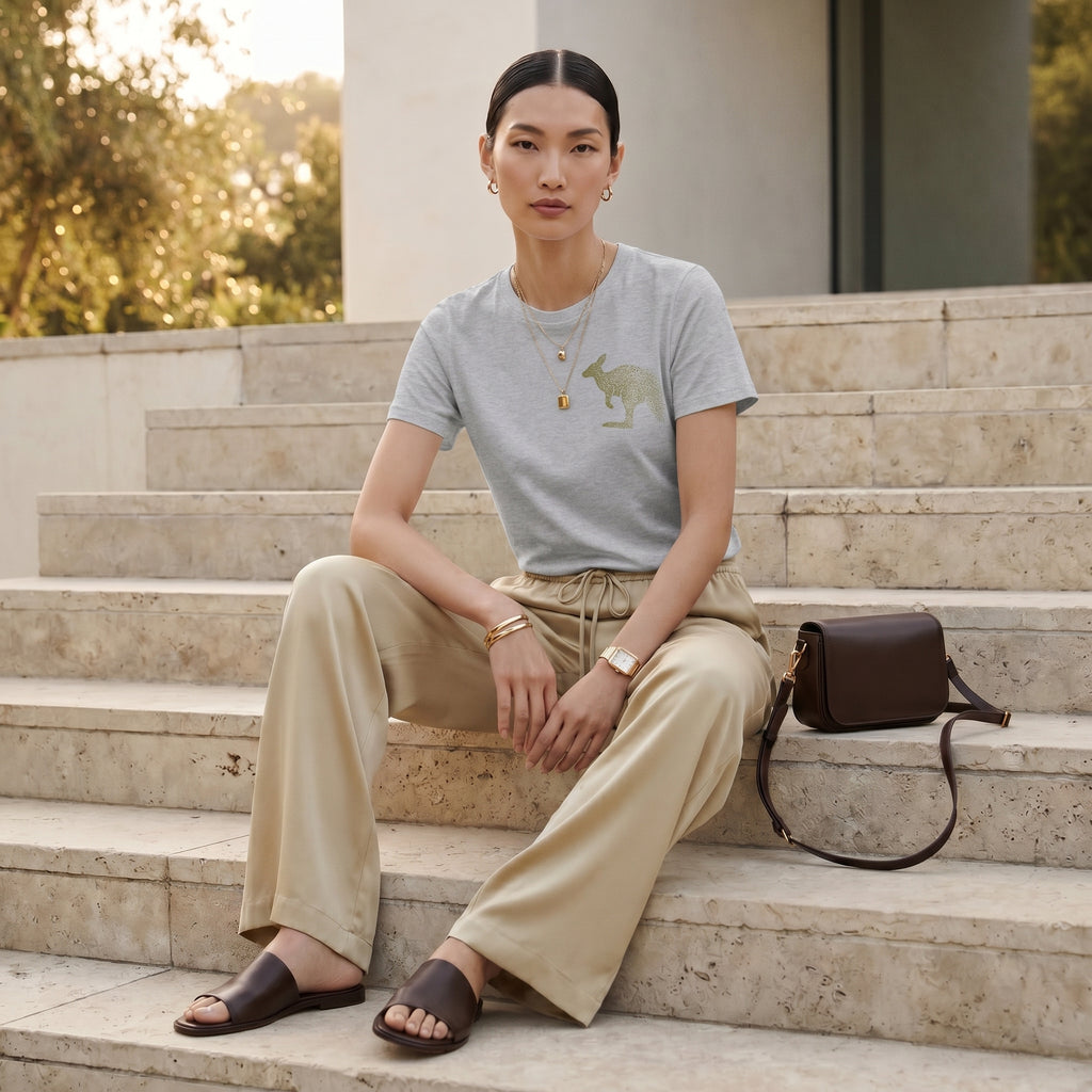 Dissolving Kangaroo T-Shirt – Minimalist Wildlife Conservation Statement Tee for Meaningful Modern Style