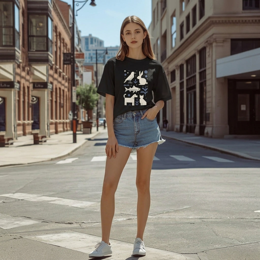 Minimalist Women’s Relaxed T-Shirt – Cute Companion-Inspired Fashion for Soft Modern Style