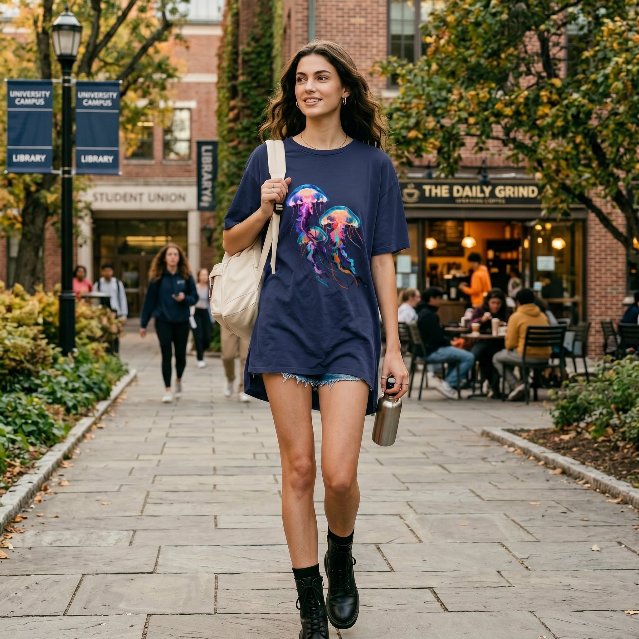Minimalist Jellyfish Graphic T-Shirt – Ocean-Inspired Symbol Fashion for Calm Artistic Modern Style