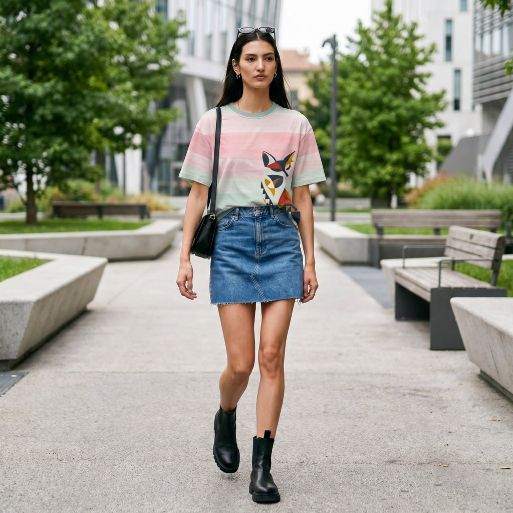 Abstract Fox Women’s T-Shirt – Artistic Animal Symbol Fashion for Modern Minimalist Style