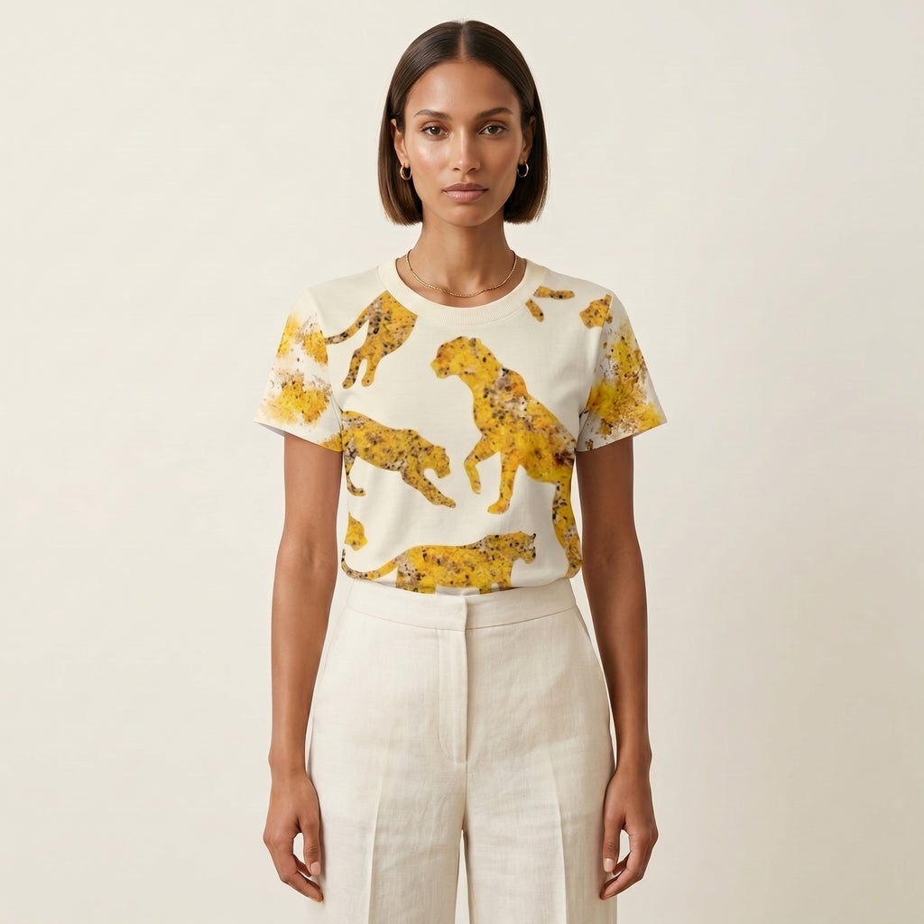 Minimalist Leopard-Inspired Women’s T-Shirt – Clean Aesthetic Animal Symbol Fashion for Modern Conscious Style