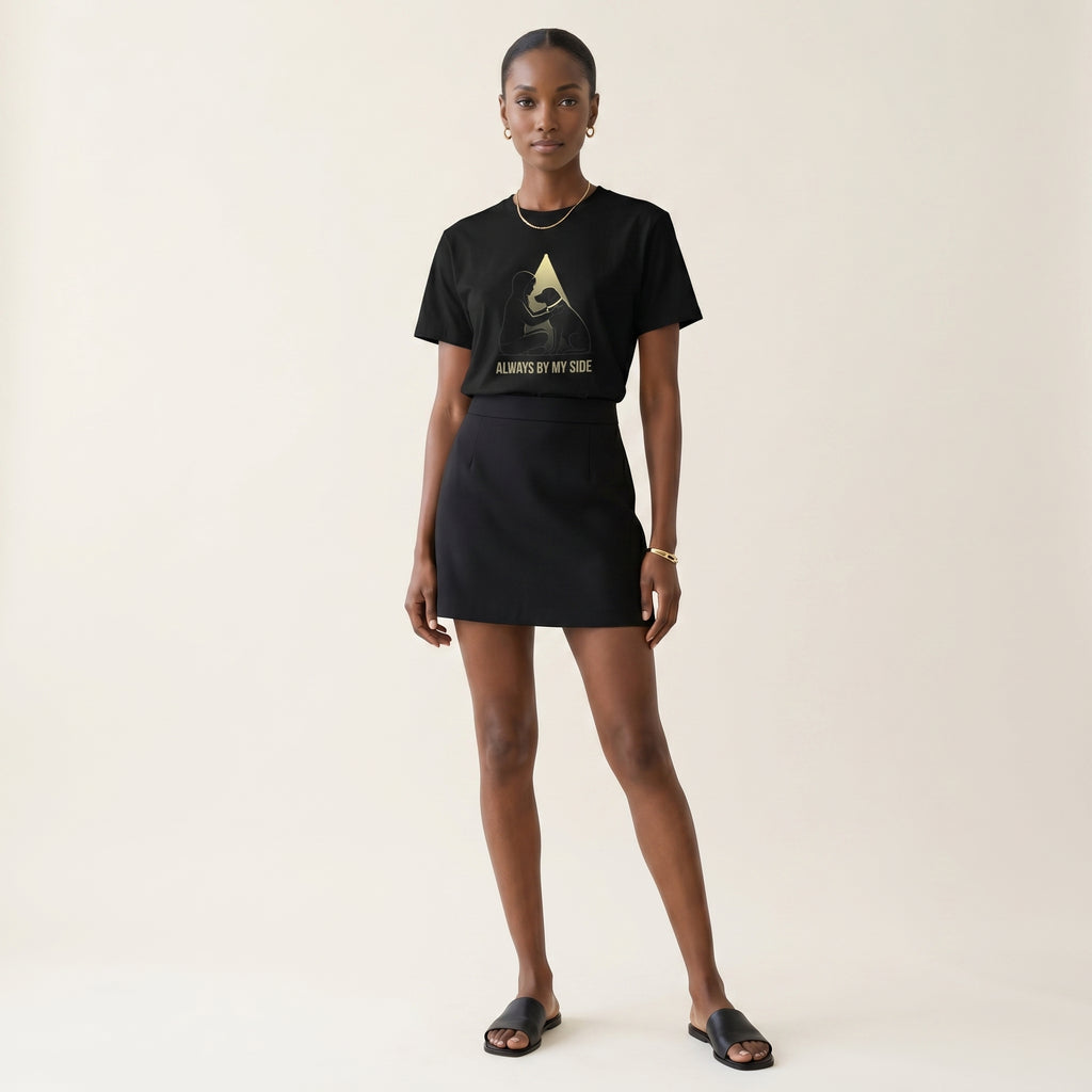 Always by My Side Dog Lover T-Shirt – Minimalist Pet Bond Graphic Tee for Emotional Everyday Style