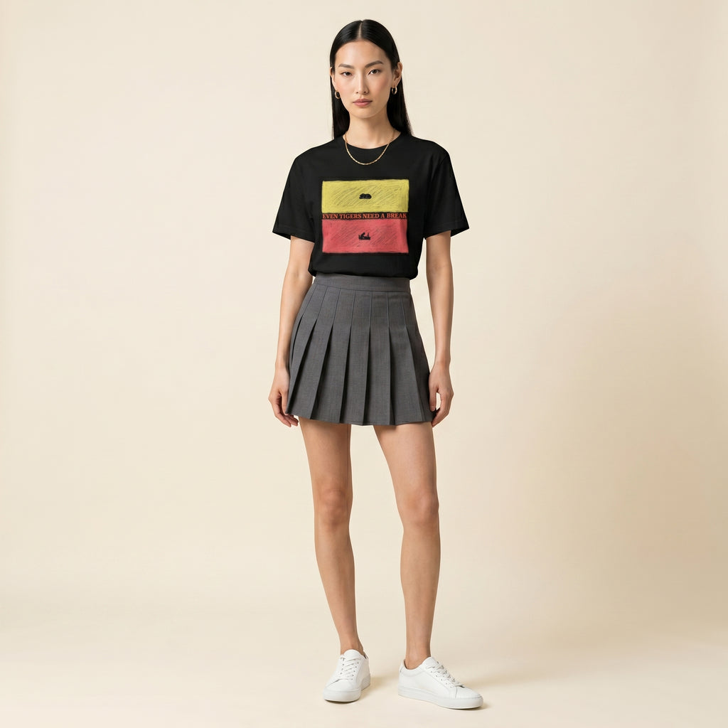 Even Tigers Need a Break Graphic T-Shirt – Conceptual Tiger Statement Tee for Modern Work-Life Balance Style