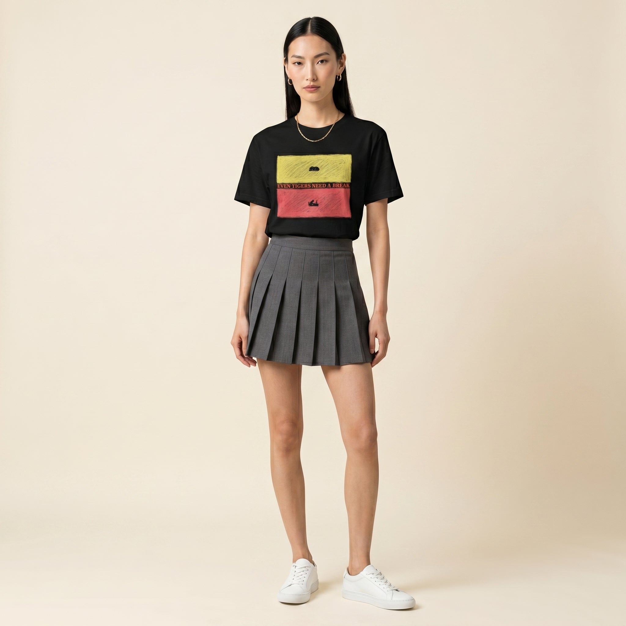 Even Tigers Need a Break Graphic T-Shirt – Conceptual Tiger Statement Tee for Modern Work-Life Balance Style