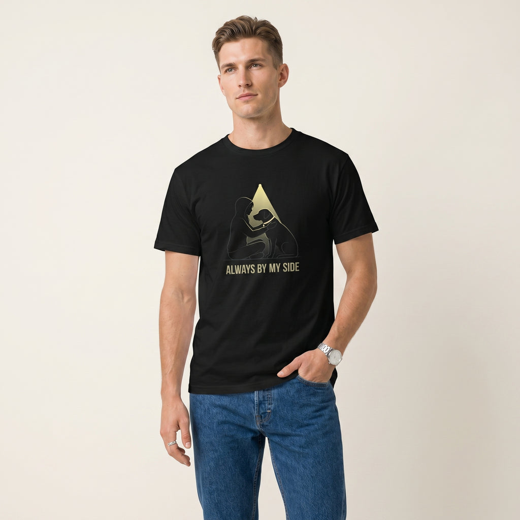 Always by My Side Dog Lover T-Shirt – Minimalist Pet Bond Graphic Tee for Emotional Everyday Style
