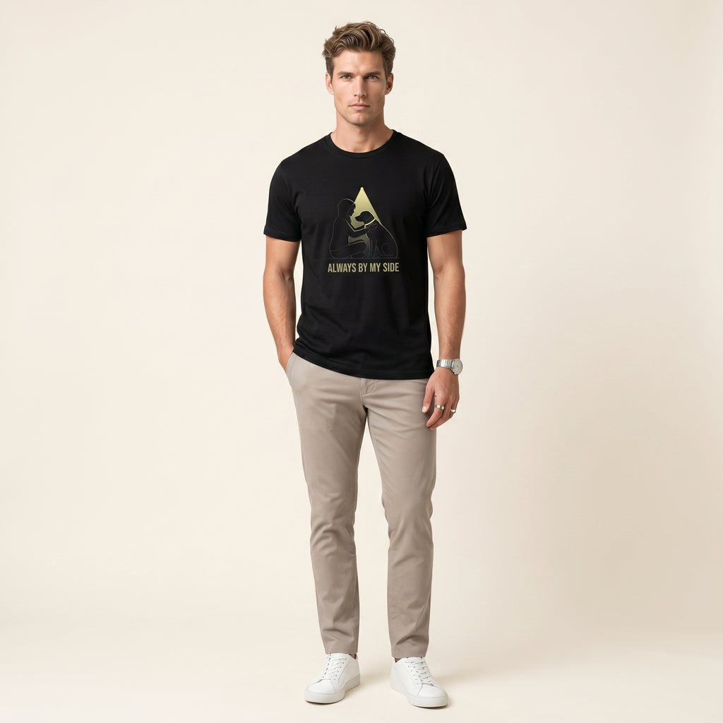 Always by My Side Dog Lover T-Shirt – Minimalist Pet Bond Graphic Tee for Emotional Everyday Style
