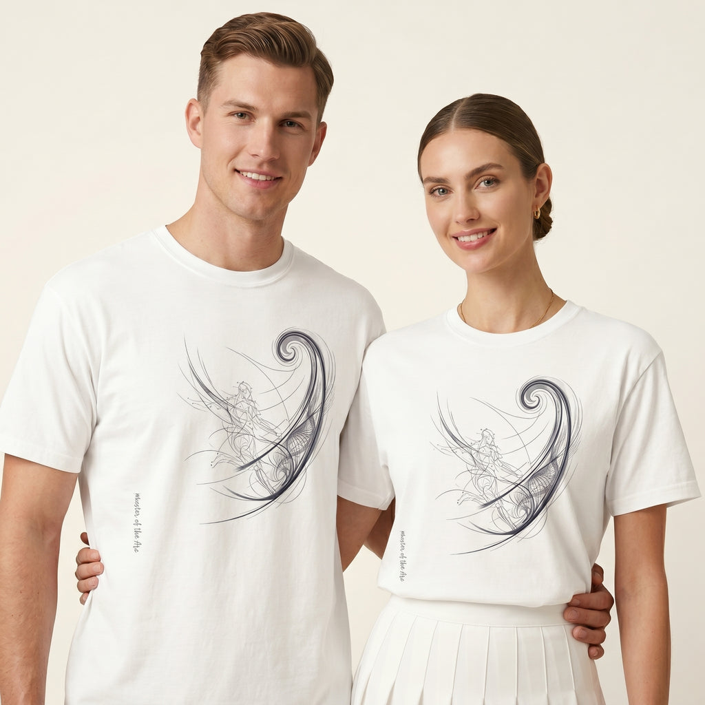 Master of the Arc Minimalist Football T-Shirt – Abstract Bend Trajectory Graphic Tee Inspired by Precision Motion