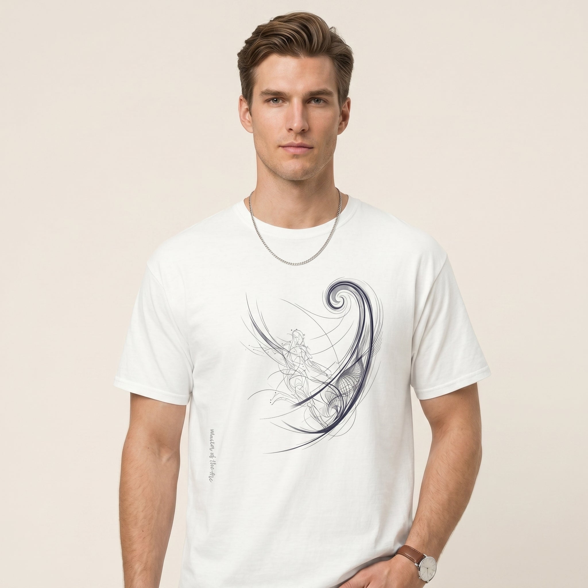 Master of the Arc Minimalist Football T-Shirt – Abstract Bend Trajectory Graphic Tee Inspired by Precision Motion
