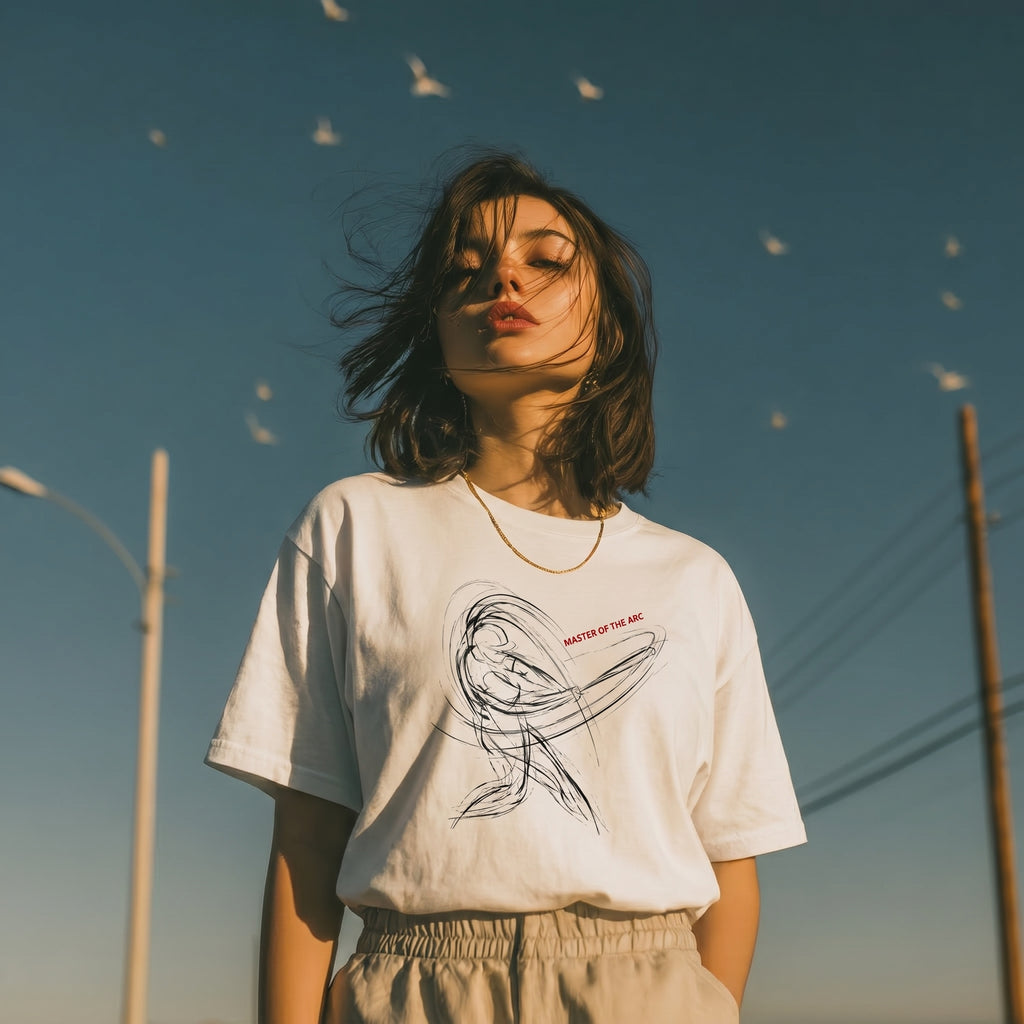 Master of the Arc Conceptual Baseball Motion – Minimalist Streetwear Graphic Tee