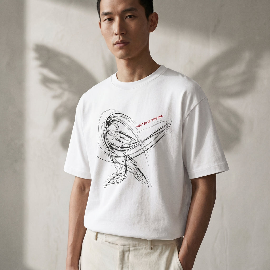 Master of the Arc Conceptual Baseball Motion – Minimalist Streetwear Graphic Tee