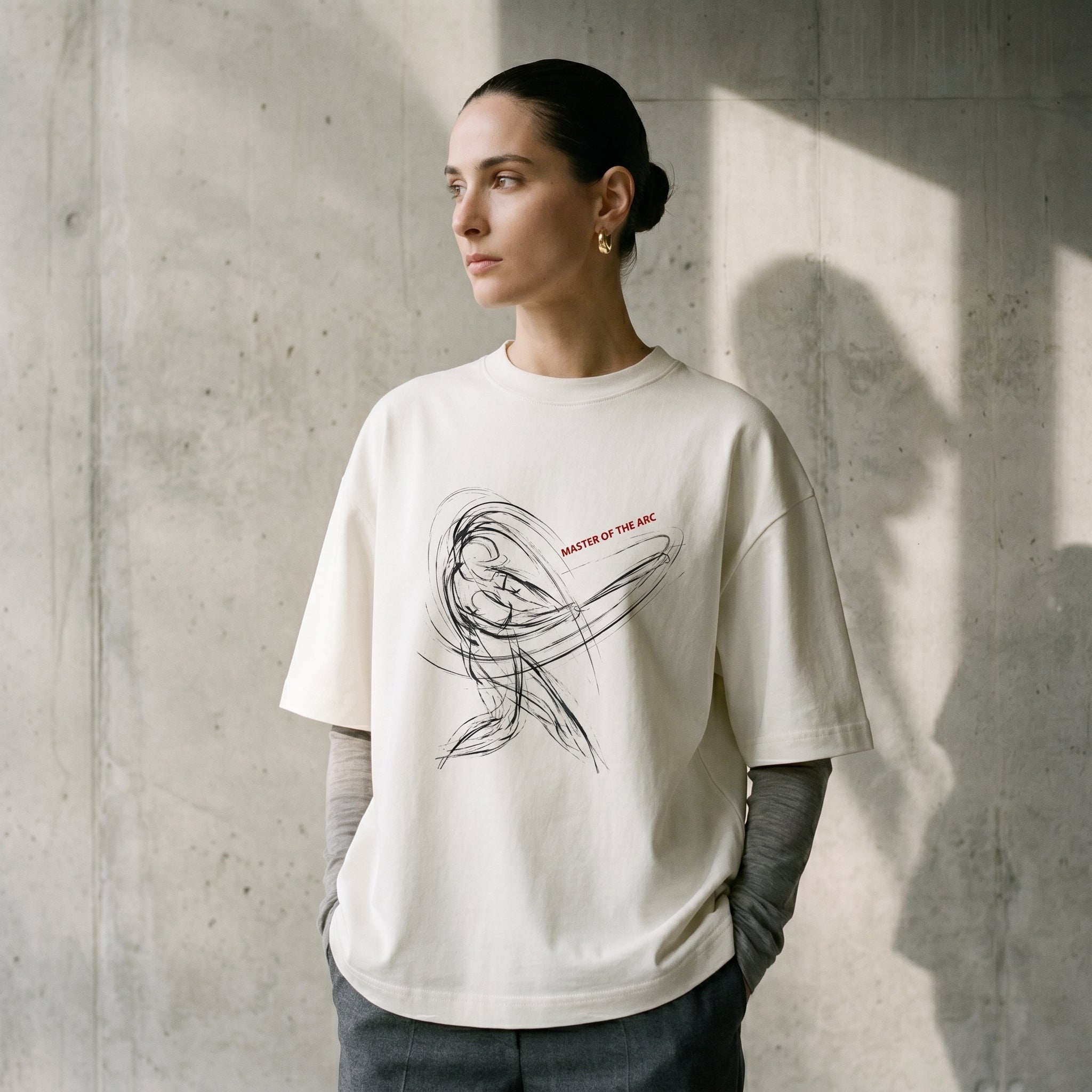 Master of the Arc Conceptual Baseball Motion – Minimalist Streetwear Graphic Tee