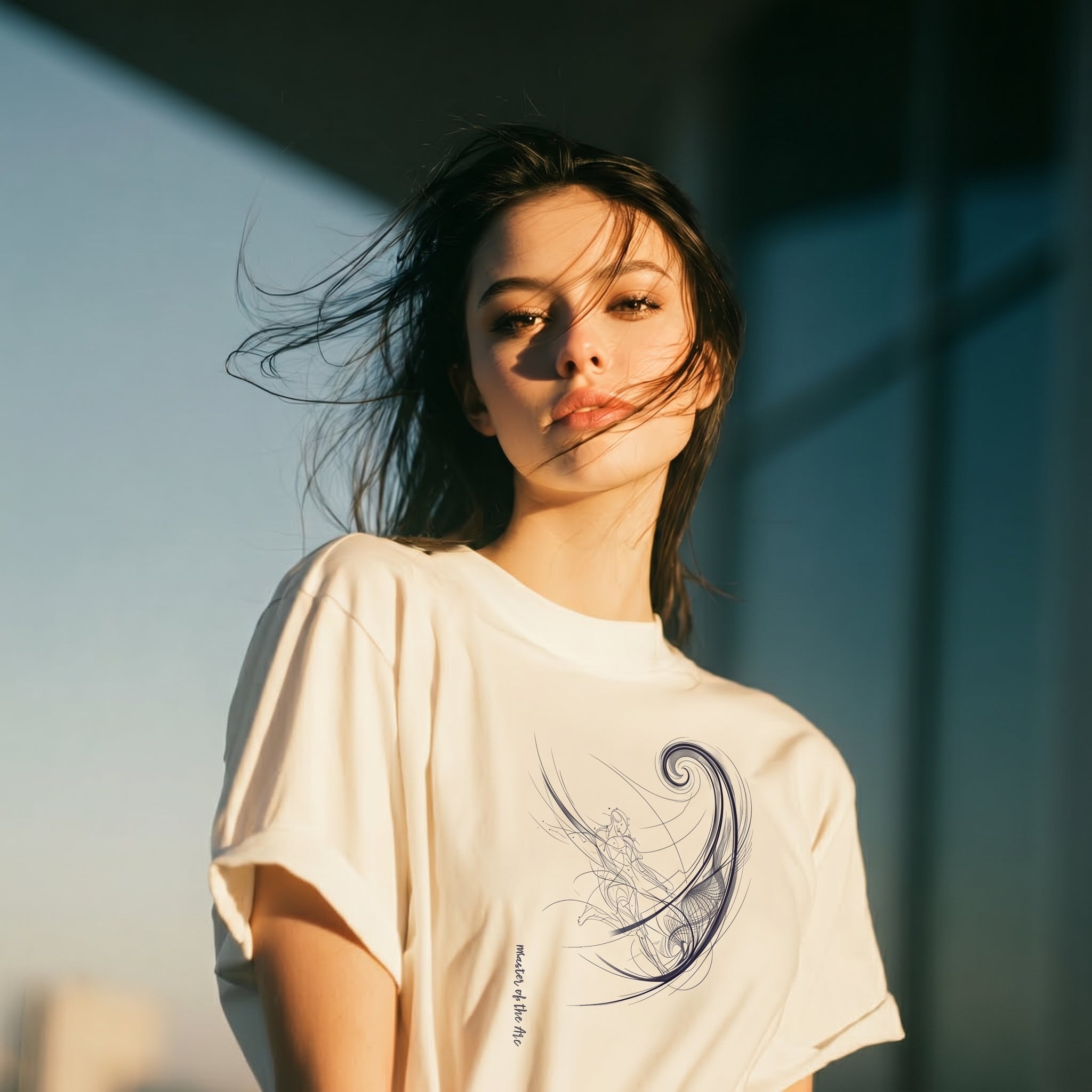 Master of the Arc Minimalist Football T-Shirt – Abstract Bend Trajectory Graphic Tee Inspired by Precision Motion