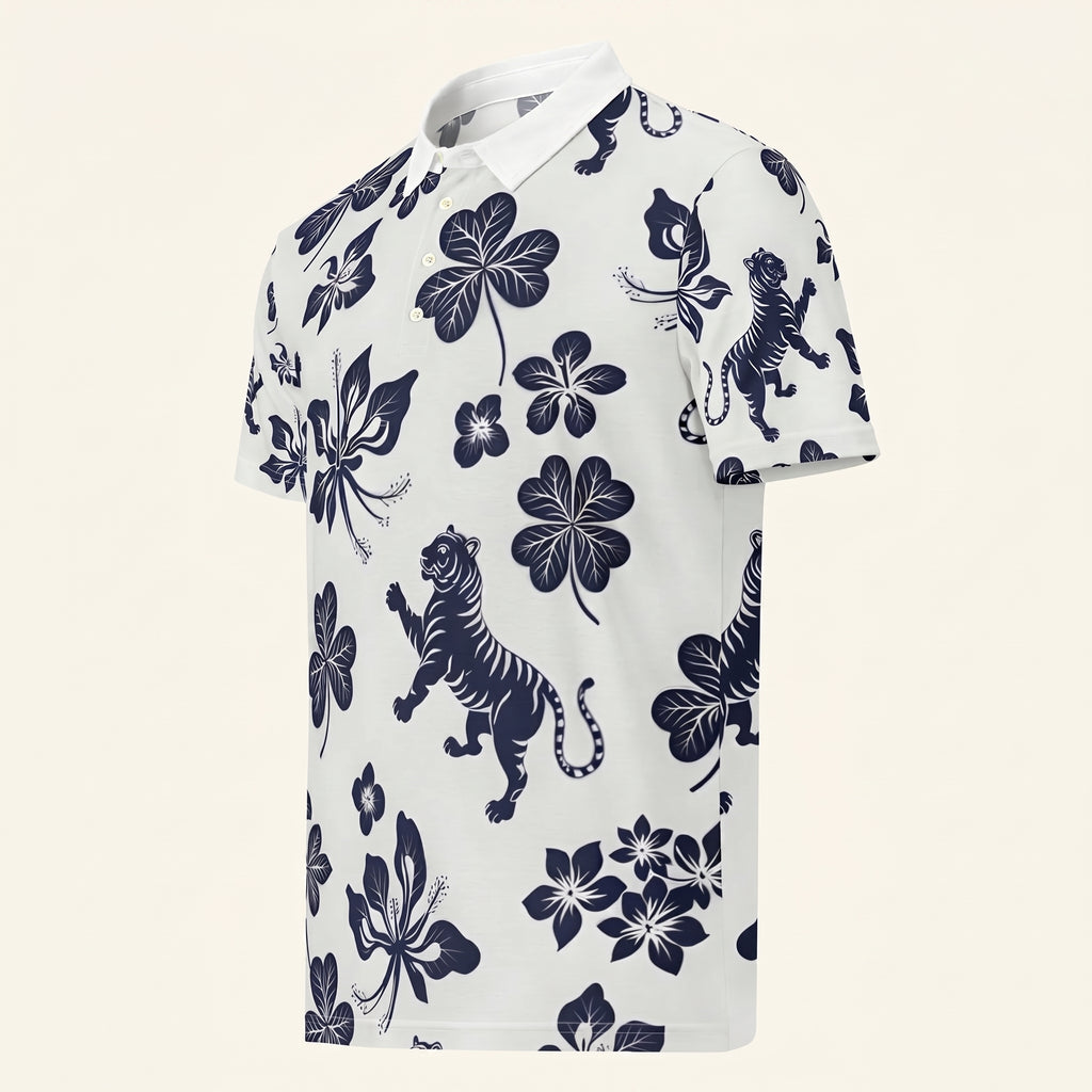 Quiet Strength - Abstract Tiger Minimal Symbol Polo Shirt