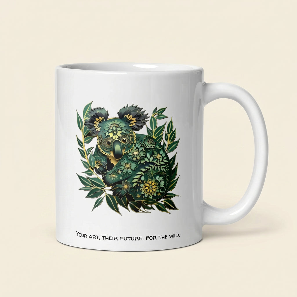 Koala "The Wild" Paper-Cut Art Ceramic Mug | Minimalist Wildlife Coffee Cup