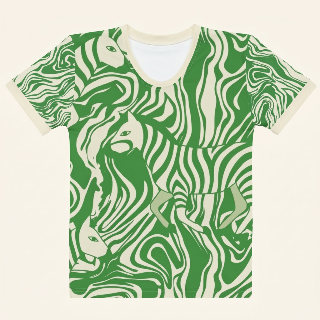 Minimalist Zebra Pattern Women’s T-Shirt – Bold Contrast Animal-Inspired Fashion for Modern Statement Style