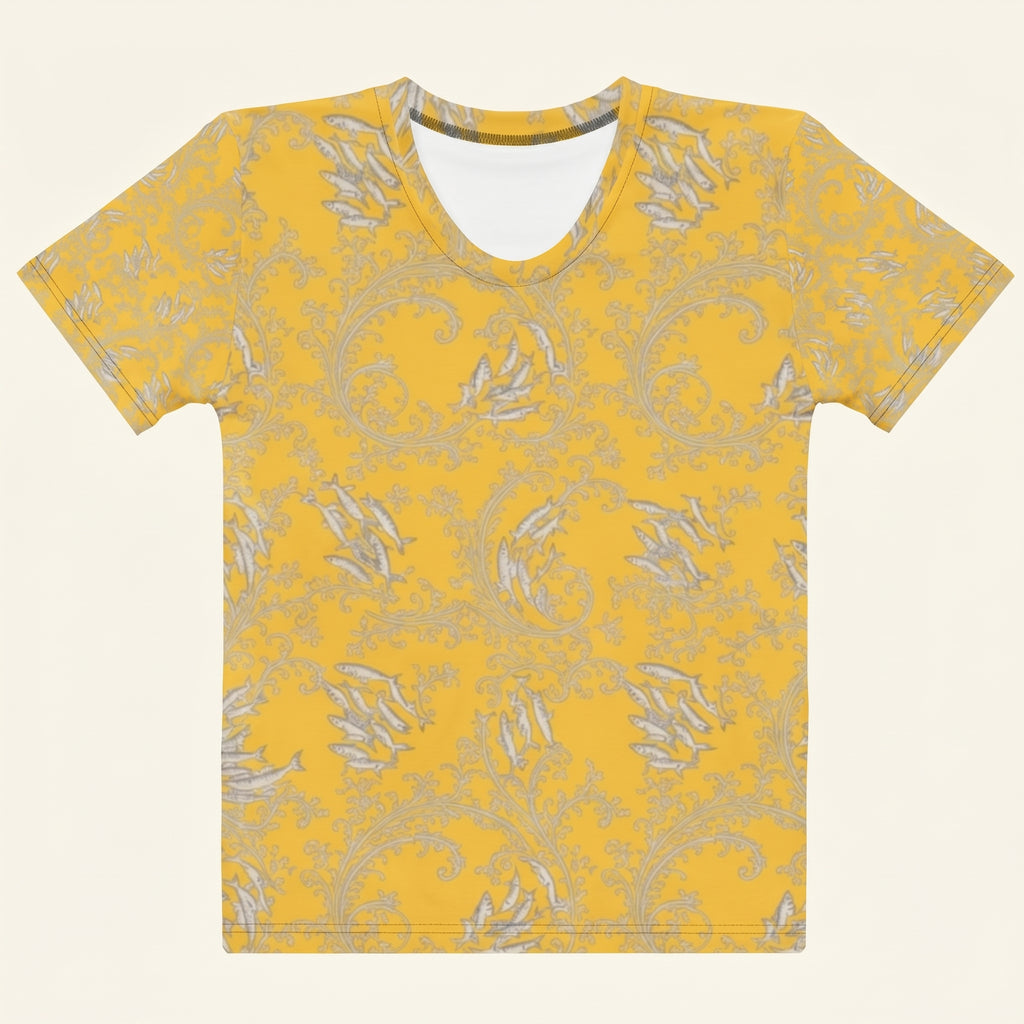 Minimalist Sardine Women’s T-Shirt – Ocean-Inspired Marine Pattern Fashion for Modern Artistic Style