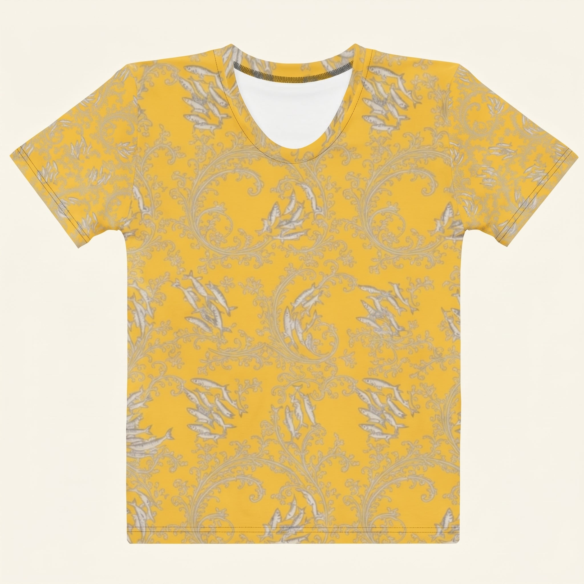 Minimalist Sardine Women’s T-Shirt – Ocean-Inspired Marine Pattern Fashion for Modern Artistic Style