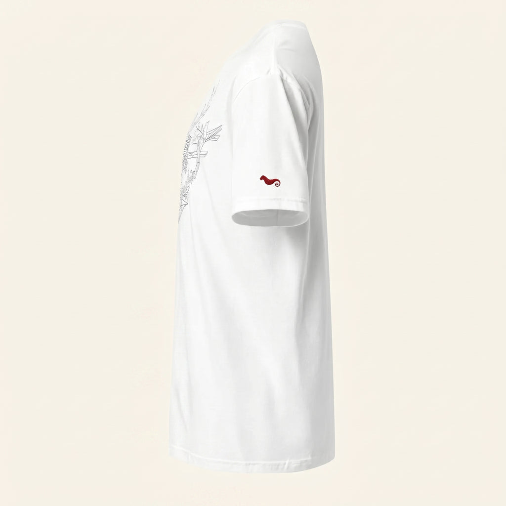 Minimalist Deer Bone T-Shirt – Abstract Wildlife Anatomy Tee for Conceptual Modern Style