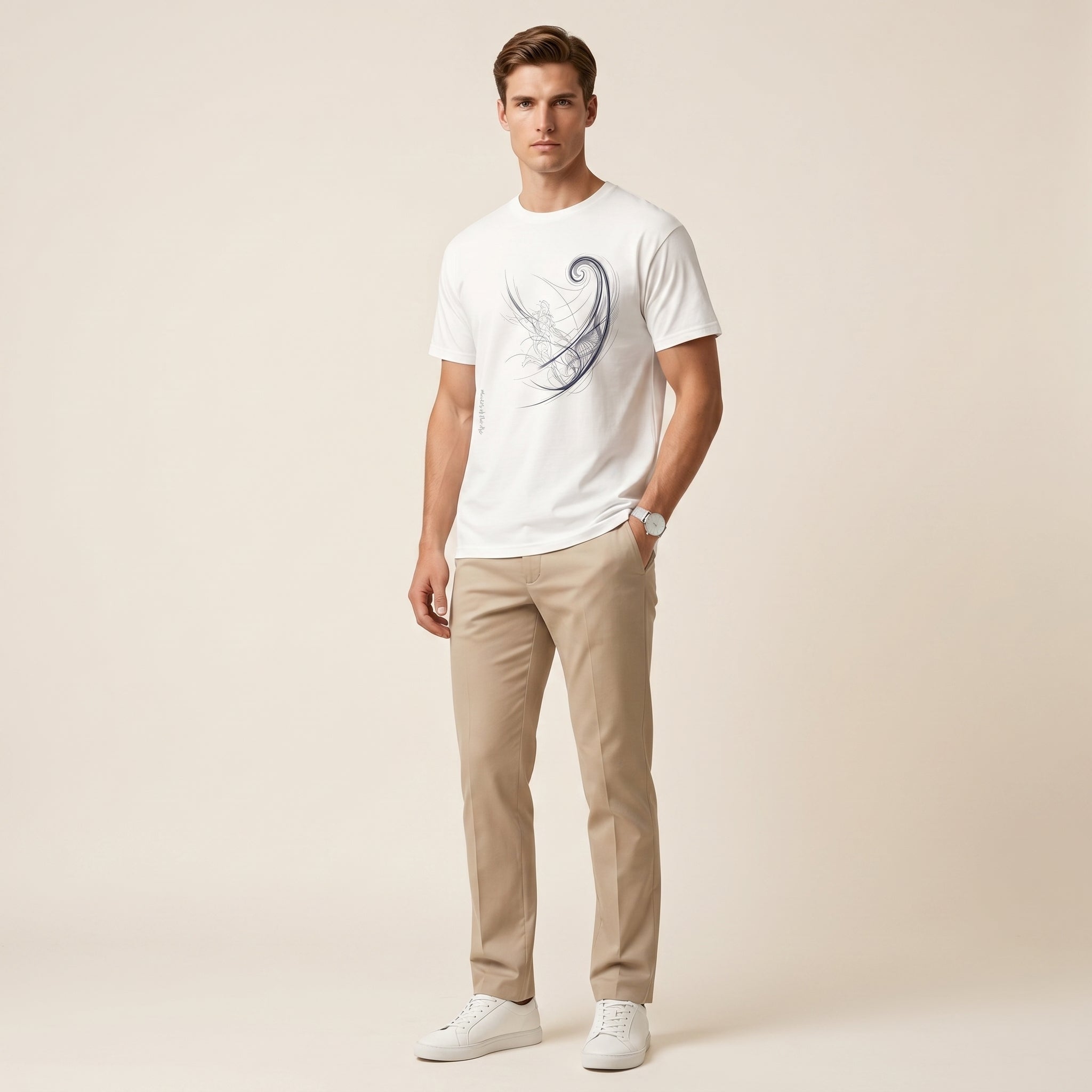 Master of the Arc Minimalist Football T-Shirt – Abstract Bend Trajectory Graphic Tee Inspired by Precision Motion