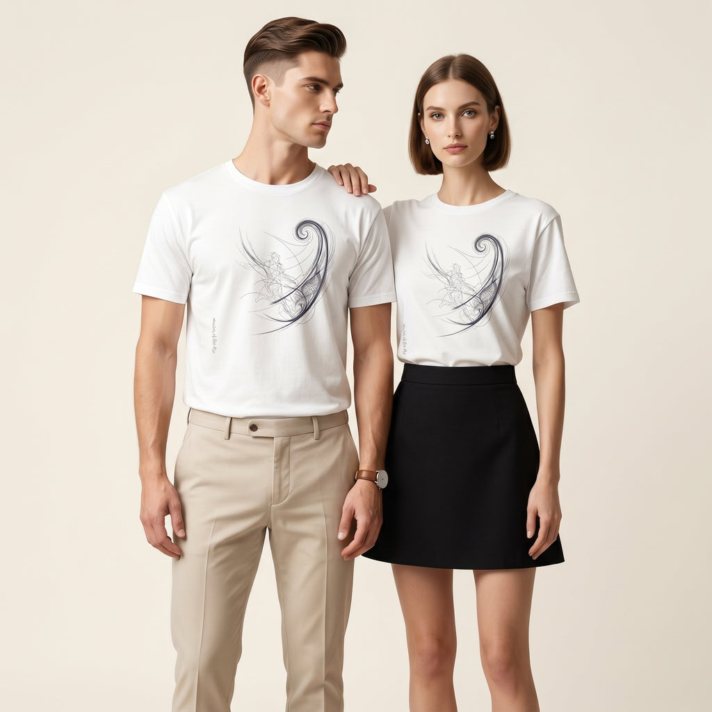 Master of the Arc Minimalist Football T-Shirt – Abstract Bend Trajectory Graphic Tee Inspired by Precision Motion
