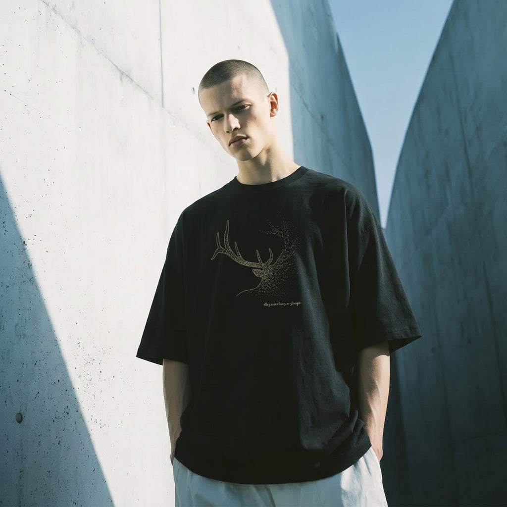 Dissolving Reindeer T-Shirt – Minimalist Wildlife Graphic Inspired by Awareness and Memory