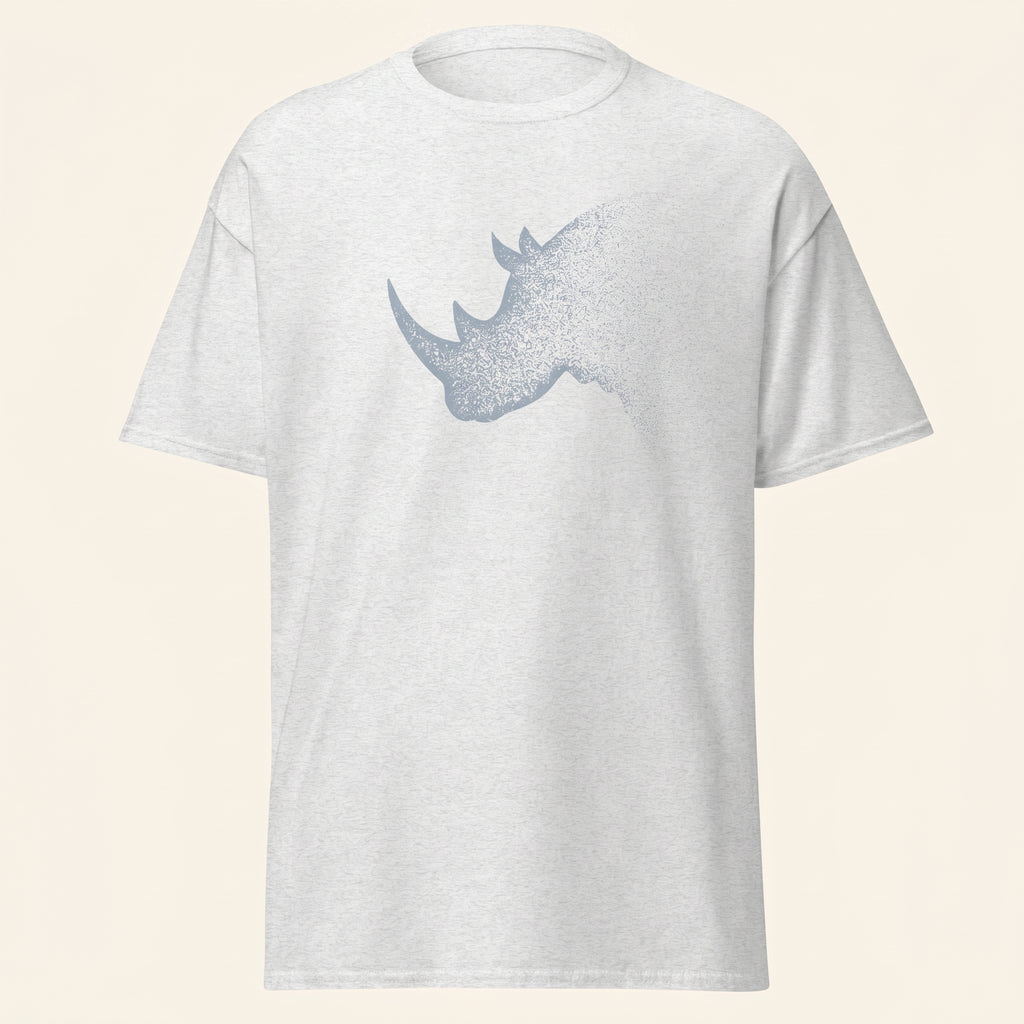 Dissolving Rhinoceros T-Shirt – Minimalist Wildlife Graphic Inspired by Presence and Endurance