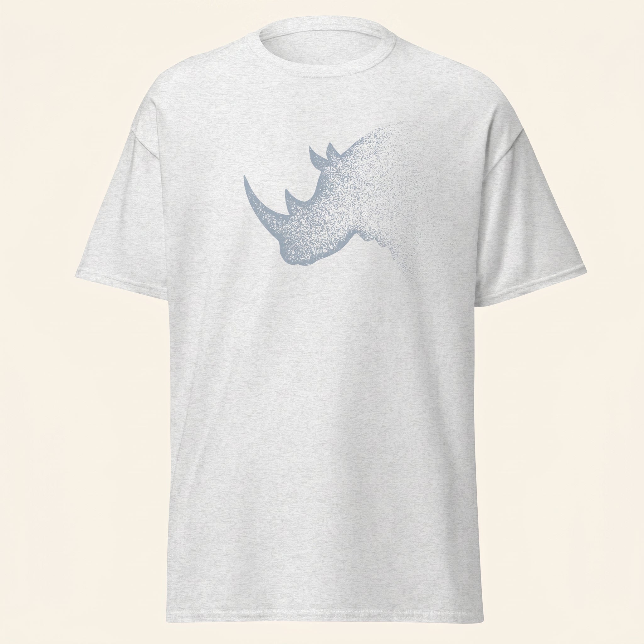 Dissolving Rhinoceros T-Shirt – Minimalist Wildlife Graphic Inspired by Presence and Endurance