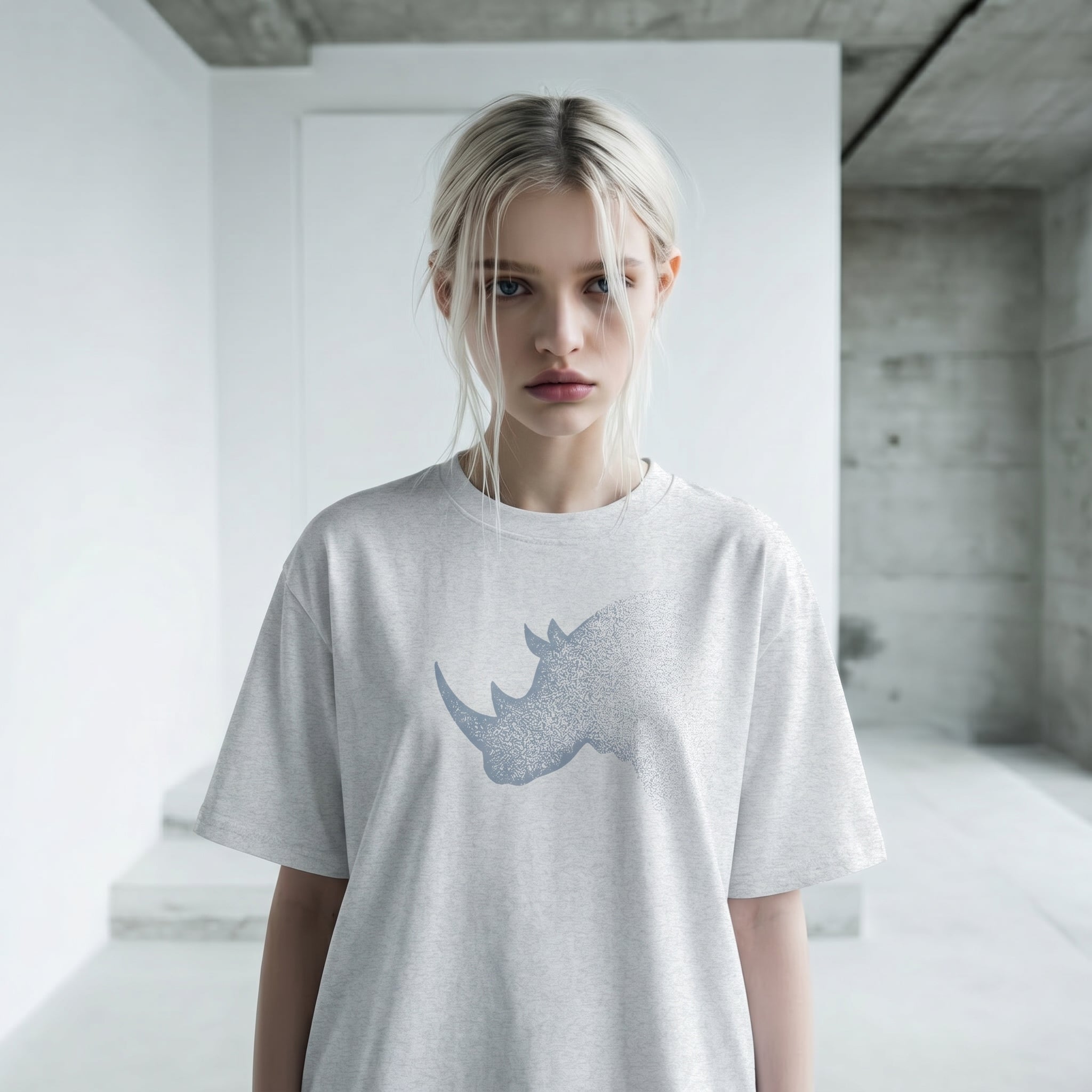 Dissolving Rhinoceros T-Shirt – Minimalist Wildlife Graphic Inspired by Presence and Endurance