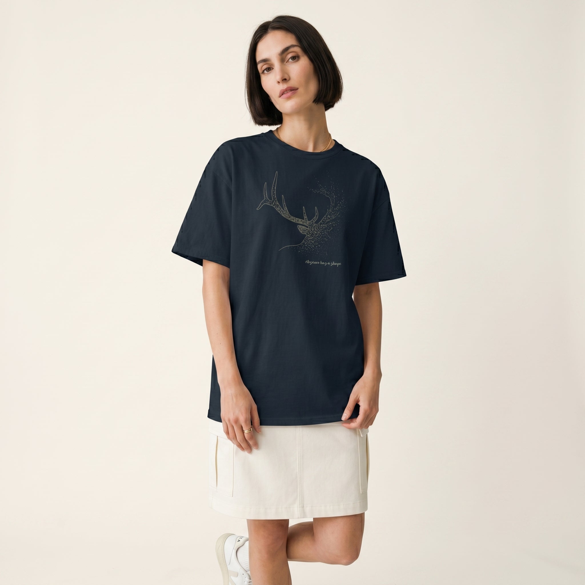Dissolving Reindeer T-Shirt – Minimalist Wildlife Graphic Inspired by Awareness and Memory