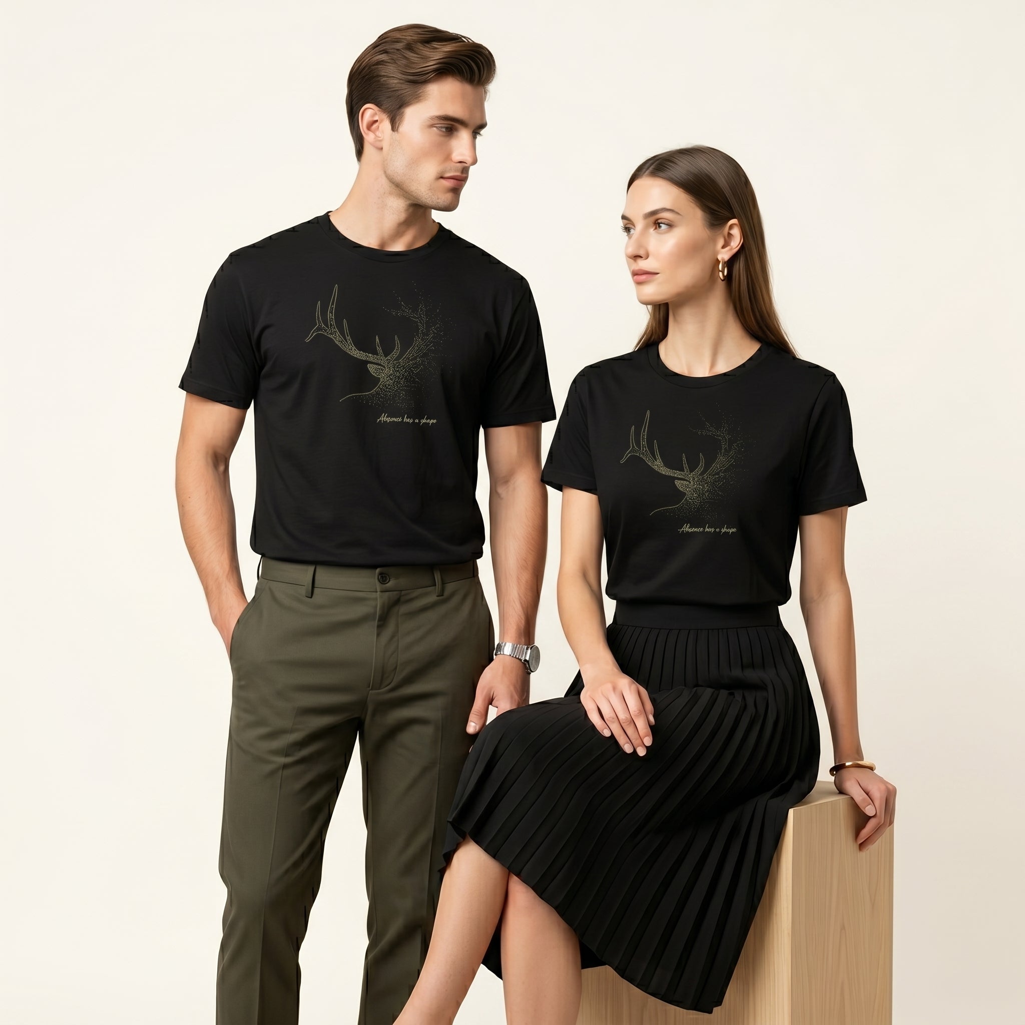 Dissolving Reindeer T-Shirt – Minimalist Wildlife Graphic Inspired by Awareness and Memory